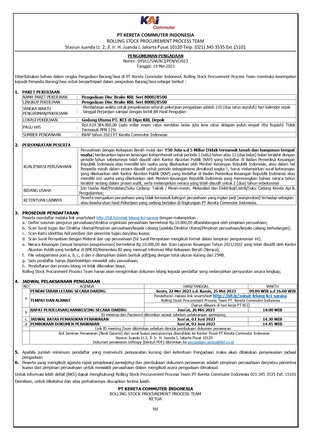 045 pen lelang disc brake